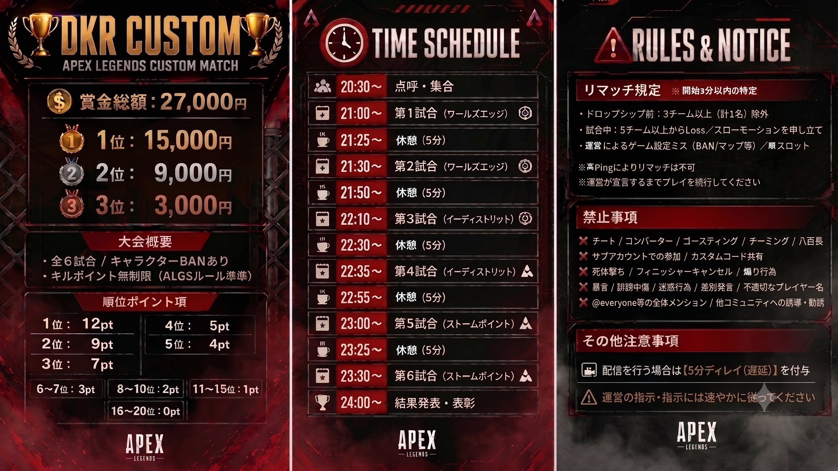 DKR CUSTOM — 大会概要・賞金・タイムスケジュール・ルール